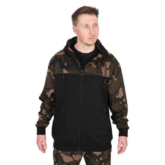 FOX DUKS LW BLACK/CAMO SPLIT ZIP HOODY XL