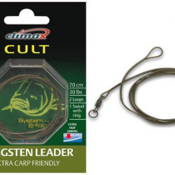 CLIMAX TUNGSTEN LEADER 70CM 30LB 2 LOOPS 1 SWIVEL WITH RING