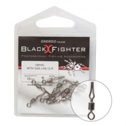 BLACK FIGHTER SWIVEL WITH SIDE LINE CLIP 6MM 10PCS